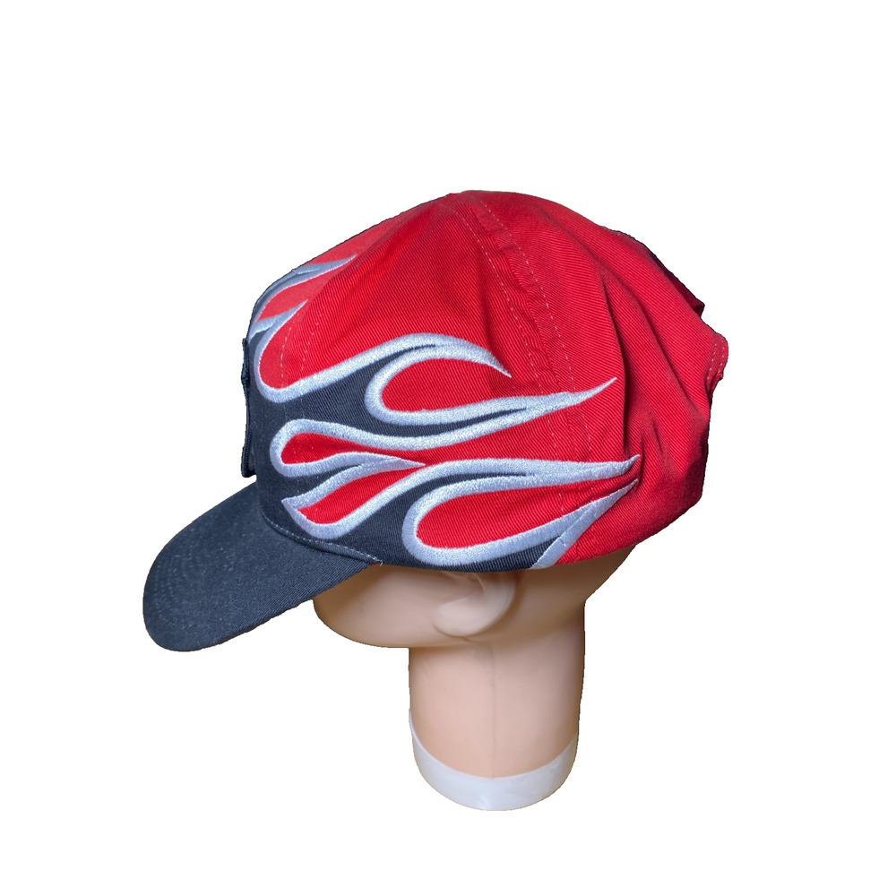 Vintage Route 66 Flame Snapback Hat Red Black Embroidered Biker Cap - Picture 5 of 7